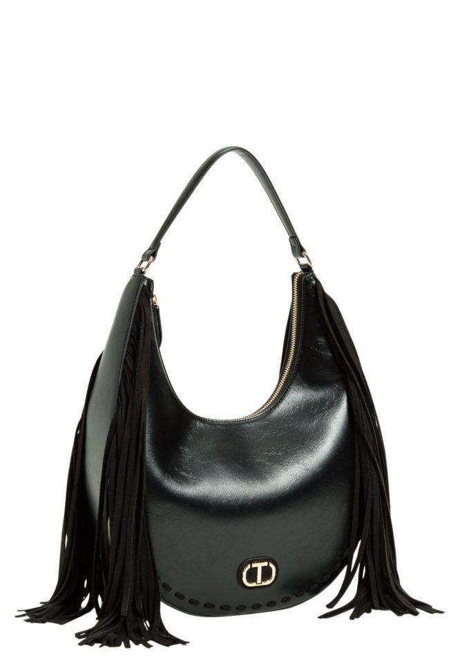 ΤΣΑΝΤΑ HOBO ‘MELROSE’ ΜΕ ΚΡΟΣΣΙΑ (BLACK) TWINSET MILANO ΝΕΕΣ ΑΦΙΞΕΙΣ 7