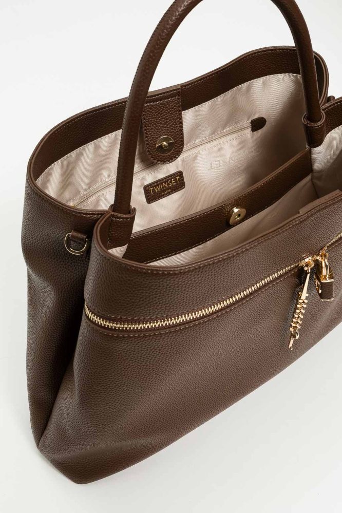 ΤΣΑΝΤΑ SHOPPER ΜΕ ΚΛΕΙΔΑΡΙΑ ΟΒΑΛ Τ TWINSET MILANO ΑΞΕΣΟΥΑΡ 4