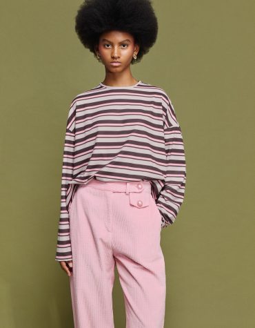 ‘ΜΑΡΥ’ OVERSIZED ΡΙΓΕ ΜΠΛΟΥΖΑ (PINK/CHOKOLA) MAMOUSH ΝΕΕΣ ΑΦΙΞΕΙΣ