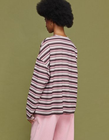 ‘ΜΑΡΥ’ OVERSIZED ΡΙΓΕ ΜΠΛΟΥΖΑ (PINK/CHOKOLA) MAMOUSH ΜΠΛΟΥΖΕΣ 2