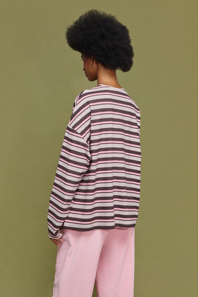 ‘ΜΑΡΥ’ OVERSIZED ΡΙΓΕ ΜΠΛΟΥΖΑ (PINK/CHOKOLA) MAMOUSH ΝΕΕΣ ΑΦΙΞΕΙΣ 4
