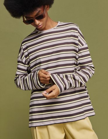 ‘ΜΑΡΥ’ OVERSIZED ΡΙΓΕ ΜΠΛΟΥΖΑ (LIGHT YELLOW/CHOKOLA) MAMOUSH ΜΠΛΟΥΖΕΣ 2