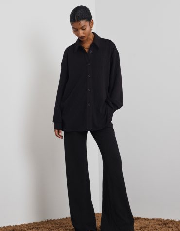 'AMELIA' OVERSIZED ΠΛΕΚΤΟ ΠΟΥΚΑΜΙΣΟ (BLACK) MAMOUSH