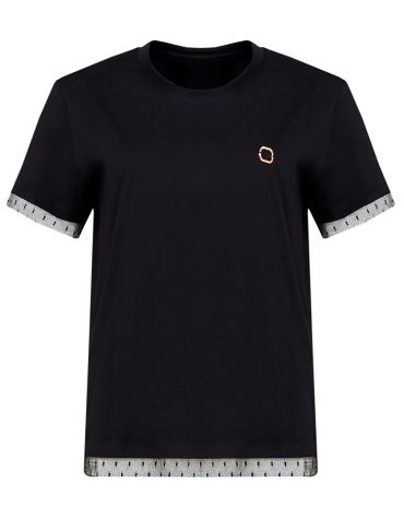 T-SHIRT ΜΕ ΤΟΥΛΙ (BLACK) TWINSET MILANO ΝΕΕΣ ΑΦΙΞΕΙΣ