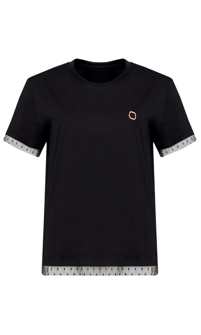 T-SHIRT ΜΕ ΤΟΥΛΙ (BLACK) TWINSET MILANO ΝΕΕΣ ΑΦΙΞΕΙΣ 3