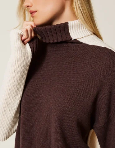 ΠΟΥΛΟΒΕΡ ΜΕ ΖΙΒΑΓΚΟ ΑΠΟ ΔΙΧΡΩΜΟ ΜΕΙΓΜΑ ΜΑΛΛΙΟΥ TWINSET MILANO ΠΡΟΣΦΟΡΕΣ 2