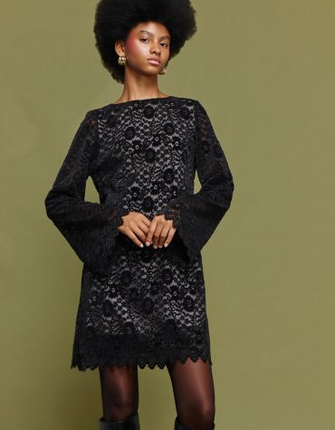 ‘ELLIANA’ ΜΙΝΙ ΦΟΡΕΜΑ ΑΠΟ ΔΑΝΤΕΛΑ ΜΕ ΒΕΛΟΥΔΟ (BLACK) MAMOUSH new arrivals