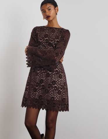 ‘ELLIANA’ ΜΙΝΙ ΦΟΡΕΜΑ ΑΠΟ ΔΑΝΤΕΛΑ ΜΕ ΒΕΛΟΥΔΟ (CHOCOLA) MAMOUSH new arrivals 2