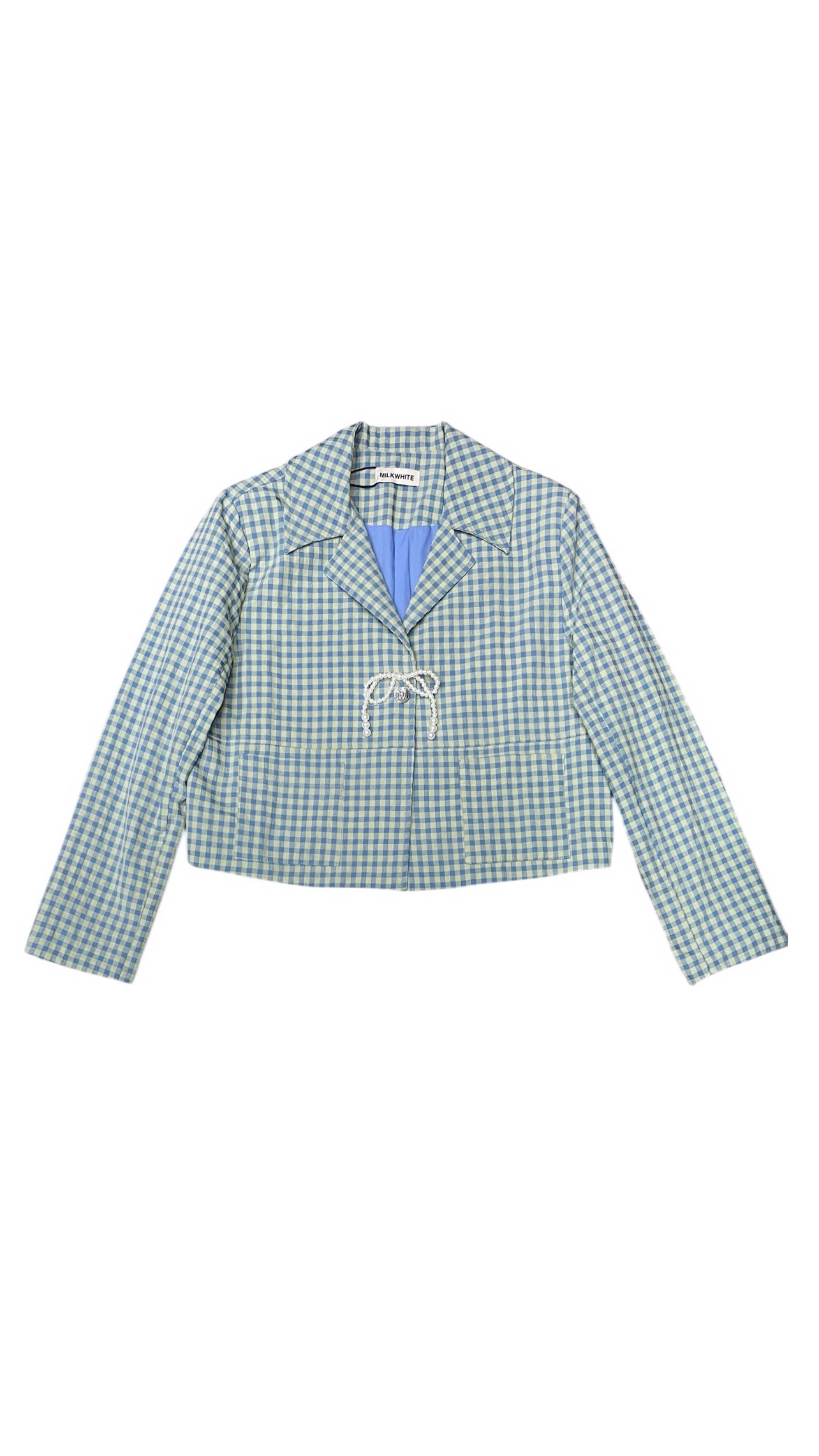 ΚΑΡΟ ΣΑΚΑΚΙ ΜΕ ΦΙΟΓΚΟ ΑΠΟ ΠΕΡΛΕΣ (MINT BLUE VICHY) MILKWHITE ΝΕΕΣ ΑΦΙΞΕΙΣ 3