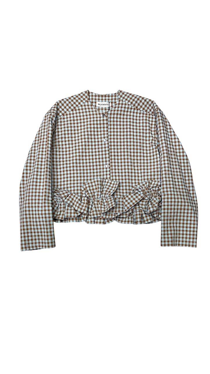 ΚΑΡΟ JACKET (MINT BROWN VICHY) MILKWHITE ΝΕΕΣ ΑΦΙΞΕΙΣ 3