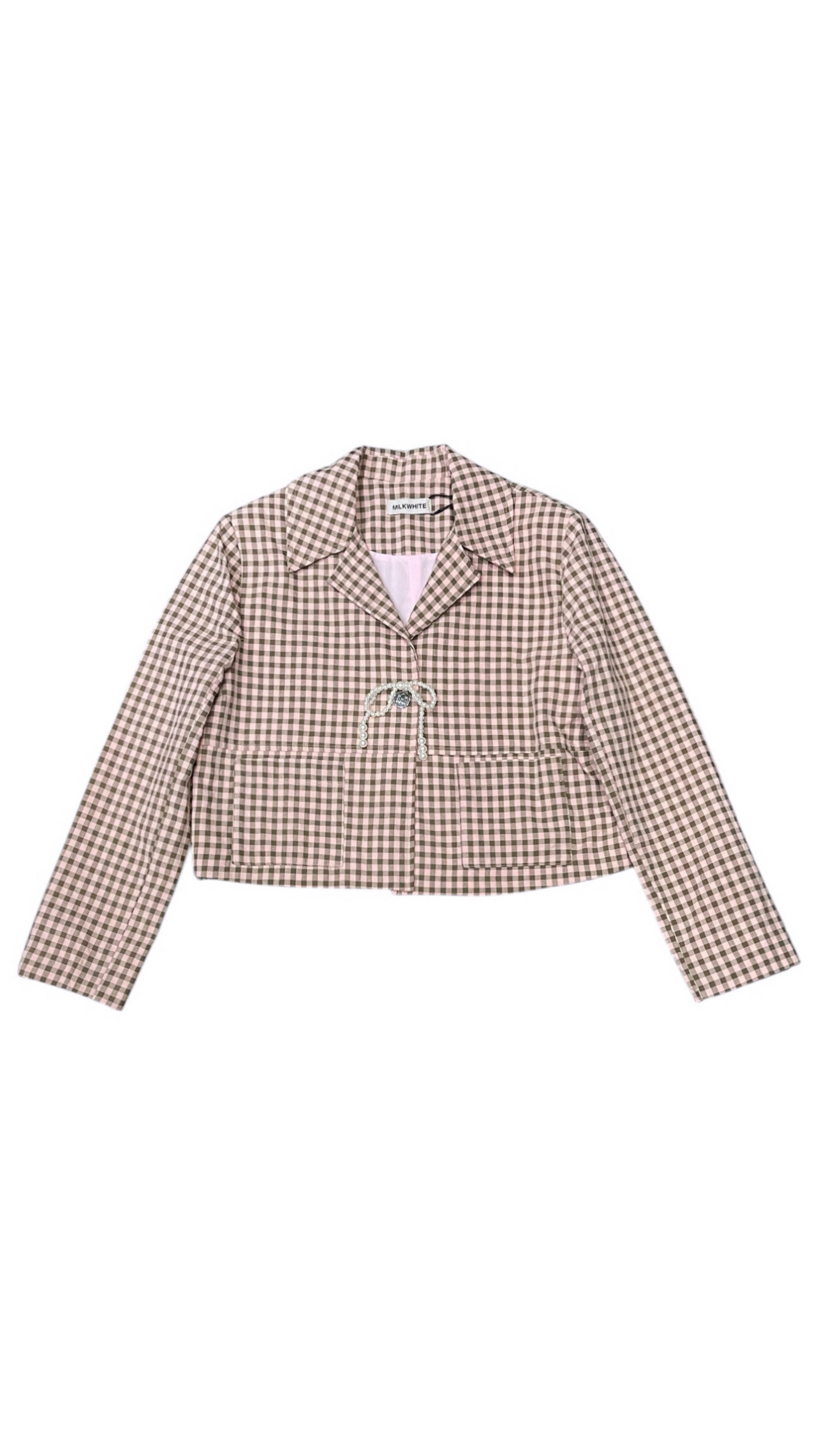 ΚΑΡΟ ΣΑΚΑΚΙ ΜΕ ΦΙΟΓΚΟ ΑΠΟ ΠΕΡΛΕΣ (PINK BROWN VICHY) MIKWHITE ΝΕΕΣ ΑΦΙΞΕΙΣ 3