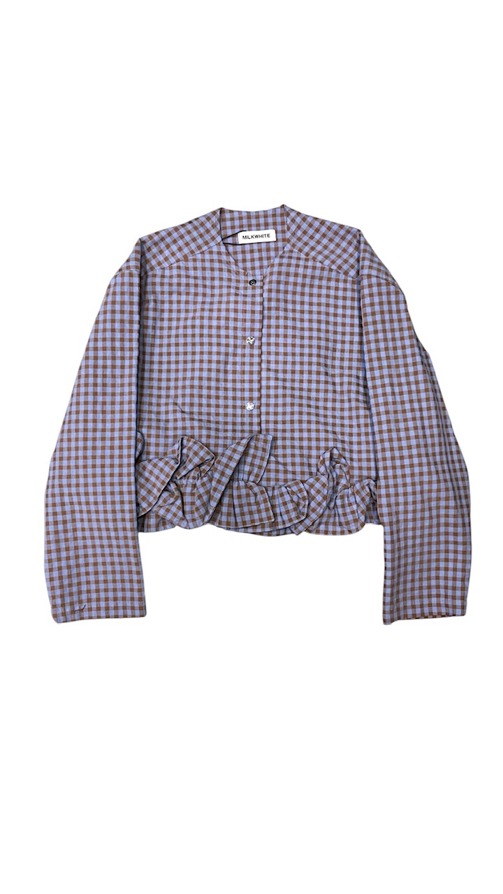 ΚΑΡΟ JACKET (BLUE BROWN VICHY) MILKWHITE ΝΕΕΣ ΑΦΙΞΕΙΣ 3