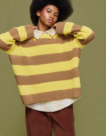 ‘MYRTO’ ΠΛΕΚΤΗ ΡΙΓΕ ΜΠΛΟΥΖΑ (CHOCOLA/YELLOW) MAMOUSH ΝΕΕΣ ΑΦΙΞΕΙΣ 2