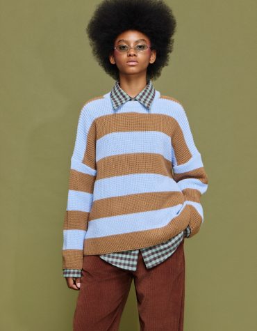 ‘MYRTO’ ΠΛΕΚΤΗ ΡΙΓΕ ΜΠΛΟΥΖΑ (CHOCOLA/LIGHT BLUE) MAMOUSH ΝΕΕΣ ΑΦΙΞΕΙΣ