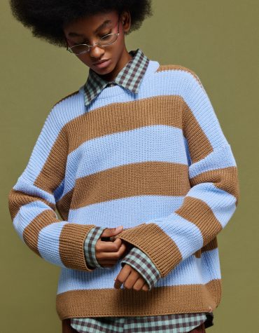 ‘MYRTO’ ΠΛΕΚΤΗ ΡΙΓΕ ΜΠΛΟΥΖΑ (CHOCOLA/LIGHT BLUE) MAMOUSH ΝΕΕΣ ΑΦΙΞΕΙΣ 2