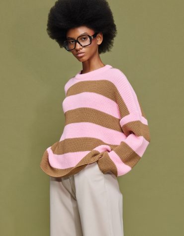 ‘MYRTO’ ΠΛΕΚΤΗ ΡΙΓΕ ΜΠΛΟΥΖΑ (CHOCOLA/PINK) MAMOUSH ΝΕΕΣ ΑΦΙΞΕΙΣ